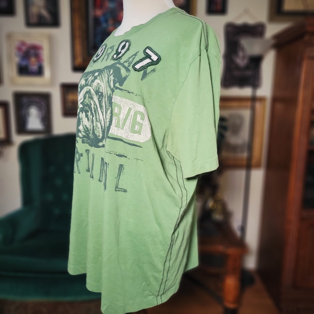 Bulldog Graphic T Shirt Vintage 90s 1997 Green Distressed Streetwear Mens XL Tee - Picture 5 of 8